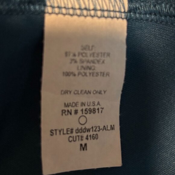 Women's Green Mini Dress, Puff Sleeves, Bow Back, Medium - Picture 3 of 6